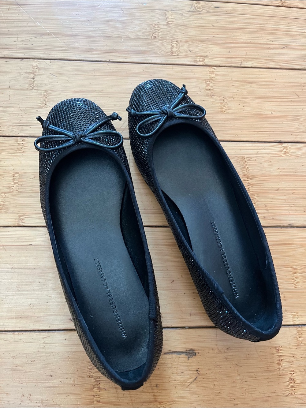 White House Black Market Sparkly Bow Flats Size 7 NWOT